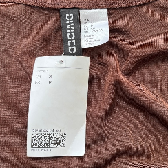 NWT H&M Boho Chocolate Brown Cut Out Long Sleeve Crop Top Size S - Picture 4 of 5